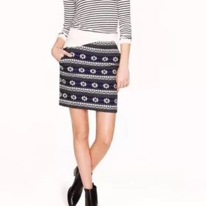 J. Crew Floral Jacquard Mini Skirt Navy